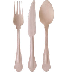 Wooden Natural Fan Cutlery Set