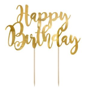 Gold Happy Birthday Cake Topper