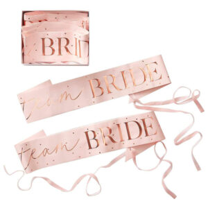 Pink and Rose Gold Team Bride Hen Party Sashes 6pk