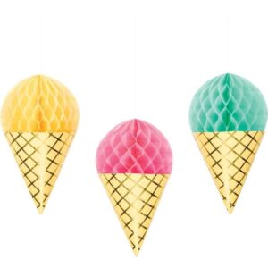 Ice Cream Party Honeycomb Decorations
