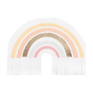 Gold Foiled Natural Rainbow Fringe Napkins 16pk