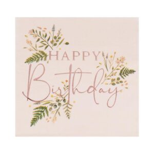 Botanical Happy Birthday Napkins 16pk