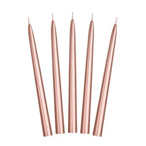 Metallic Rose Gold Taper Dinner Candles 10pk