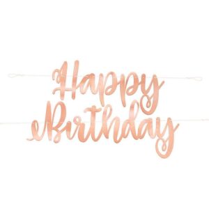 Rose Gold Happy Birthday Banner