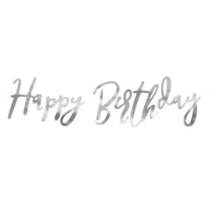 Silver Happy Birthday Banner