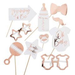 Rose Gold Baby Shower Photo Booth Props 10pk