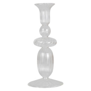 Large Clear Glass Dinner Candle Holder